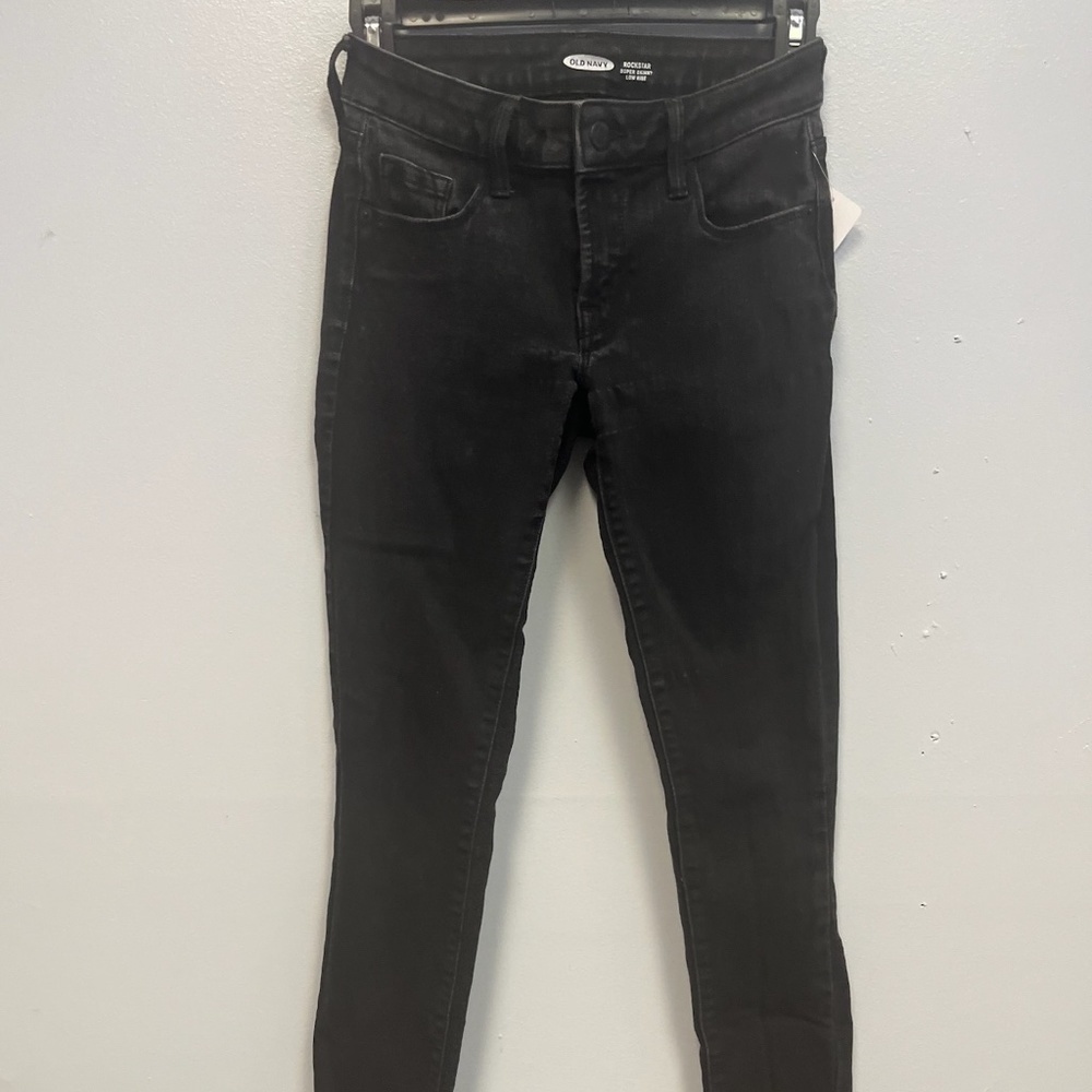 0224-24 Old Navy Black Rockstar super Skinny Low Rise Denim
